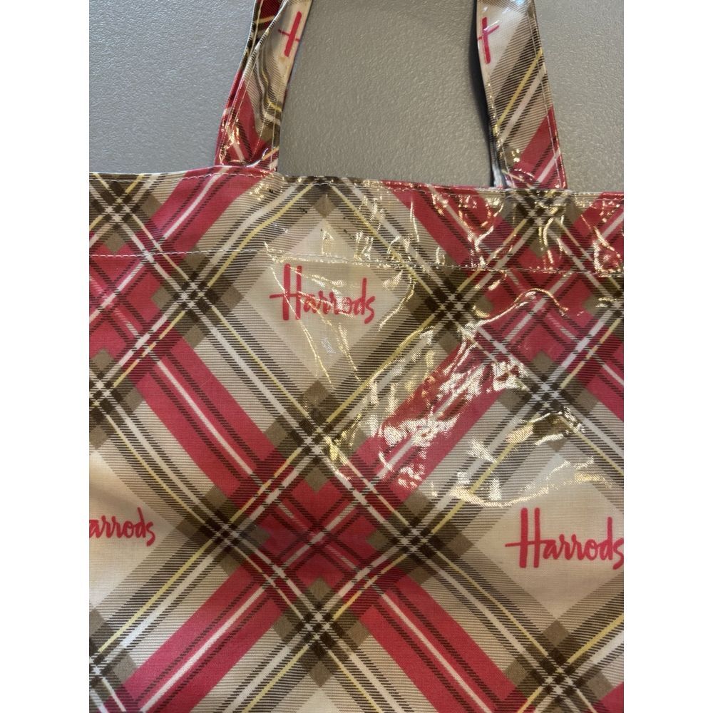 Harrods Tote Bag Pink‎ Plaid Vintage  **Read** - Picture 6 of 7